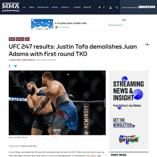 A complete backup of www.mmafighting.com/2020/2/8/21129984/ufc-247-results-justin-tafa-demolishes-juan-adams-with-first-round-tk