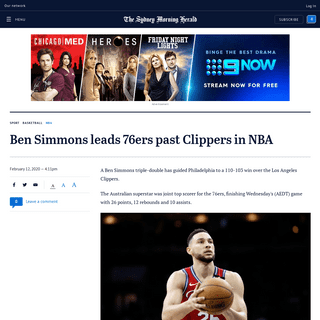 A complete backup of www.smh.com.au/sport/basketball/ben-simmons-leads-76ers-past-clippers-in-nba-20200212-p5406d.html