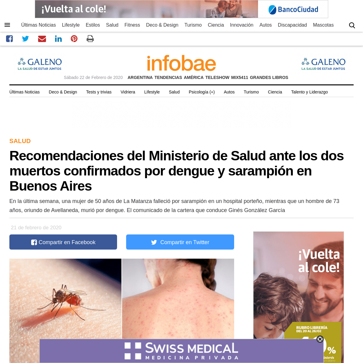 Recomendaciones del Ministerio de Salud ante los dos muertos confirmados por dengue y sarampiÃ³n en Buenos Aires - Infobae