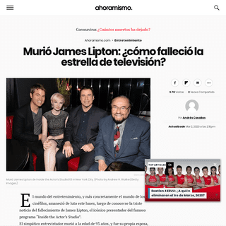 A complete backup of ahoramismo.com/entretenimiento/2020/03/james-lipton-inside-actor-studio-murio/