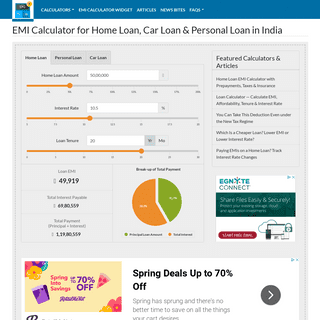 EMI Calculator for Home Loan, Car Loan & Personal Loan in India