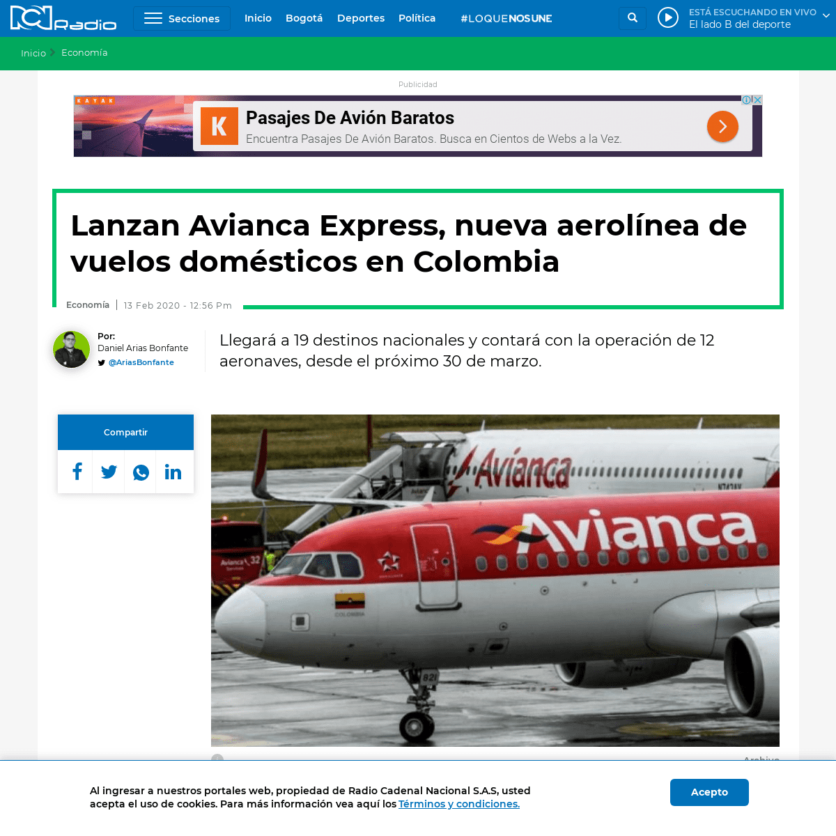 A complete backup of www.rcnradio.com/economia/lanzan-avianca-express-nueva-aerolinea-de-vuelos-domesticos-en-colombia