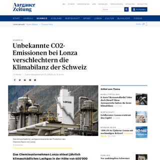 Unbekannte CO2-Emissionen bei Lonza verschlechtern die Klimabilanz der Schweiz - Schweiz - Aargauer Zeitung