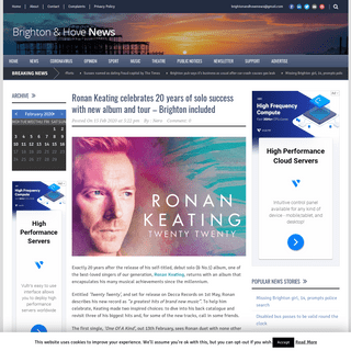 A complete backup of www.brightonandhovenews.org/2020/02/15/ronan-keating-celebrates-20-years-of-solo-success-with-new-album-and