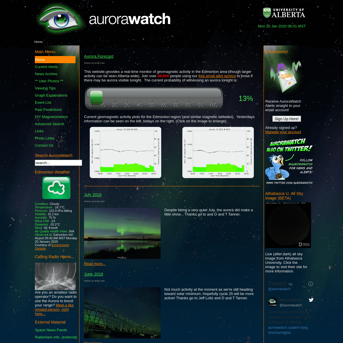 A complete backup of aurorawatch.ca