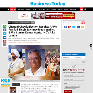 Chandni Chowk Election Results- AAP's Prahlad Singh Sawhney leads against BJP's Suman Kumar Gupta, INC's Alka Lamba