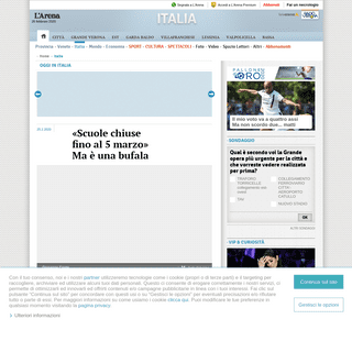 A complete backup of www.larena.it/home/italia/scuole-chiuse-fino-al-5-marzo-ma-%C3%A8-una-bufala-1.7960709