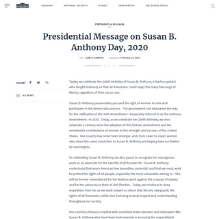 A complete backup of www.whitehouse.gov/briefings-statements/presidential-message-susan-b-anthony-day-2020/