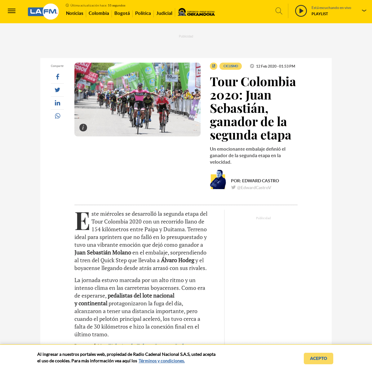 A complete backup of www.lafm.com.co/deportes/ciclismo/tour-colombia-2020-juan-sebastian-ganador-de-la-segunda-etapa