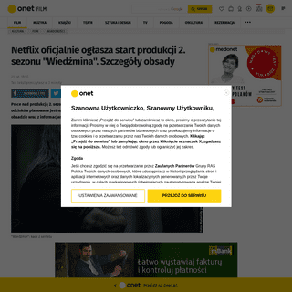 A complete backup of kultura.onet.pl/film/wiadomosci/wiedzmin-netflix-oglasza-start-produkcji-2-sezonu-nowe-informacje/r58ny18