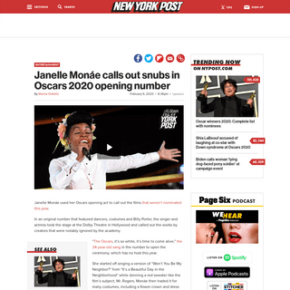 A complete backup of nypost.com/2020/02/09/janelle-monae-calls-out-snubs-in-oscars-2020-opening-number/
