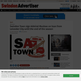A complete backup of www.swindonadvertiser.co.uk/sport/18193360.swindon-town-sign-admiral-muskwe-loan-leicester-city-end-season/