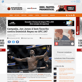 CampeÃ£o, Jon Jones Ã© bem favorito contra Dominick Reyes no UFC 247 - Super Lutas