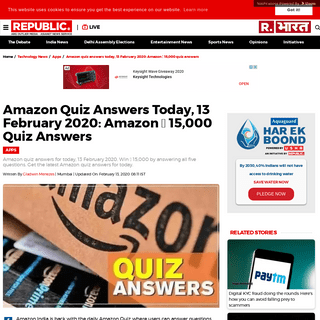 A complete backup of www.republicworld.com/technology-news/apps/amazon-quiz-answers-today-13-february-2020.html