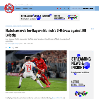 Match awards for Bayern Munichâ€™s 0-0 draw against RB Leipzig - Bavarian Football Works