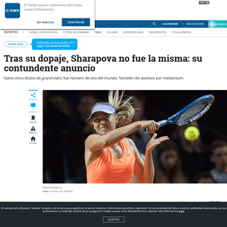 La tenista rusa MarÃ­a Sharapova anunciÃ³ su retiro del tenis - Tenis - Deportes - ELTIEMPO.COM