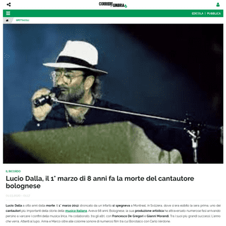 Lucio Dalla, il 1Â° marzo di 8 anni fa la morte del cantautore bolognese - Corriere dell'Umbria