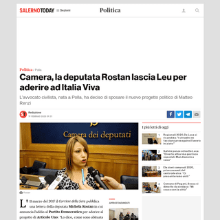 Camera, la deputata Rostan lascia Leu per aderire ad Italia Viva 19 febbraio 2020
