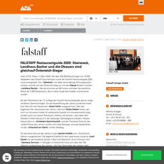 FALSTAFF Restaurantguide 2020- Steirereck, Landhaus Bacher und die Obauers sind gleichauf Ã–sterreich-Sieger - Falstaff Verlags 