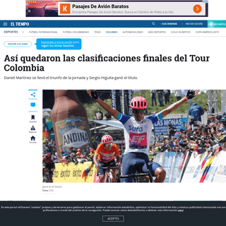 A complete backup of www.eltiempo.com/deportes/ciclismo/clasificaciones-etapa-6-y-general-tour-colombia-2020-462770