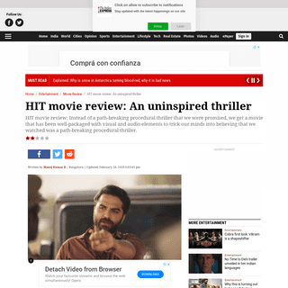 A complete backup of indianexpress.com/article/entertainment/movie-review/hit-movie-review-rating-vishwak-sen-ruhani-sharma-6291