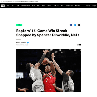 Raptors' 15-Game Win Streak Snapped by Spencer Dinwiddie, Nets - Bleacher Report - Latest News, Videos and Highlights