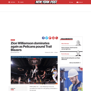 A complete backup of nypost.com/2020/02/22/zion-williamson-dominates-again-as-pelicans-pound-trail-blazers/