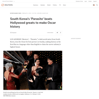 South Korea's 'Parasite' beats Hollywood greats to make Oscar history - Reuters