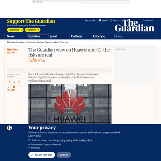 A complete backup of www.theguardian.com/commentisfree/2020/jan/28/the-guardian-view-on-huawei-and-5g-the-risks-are-real