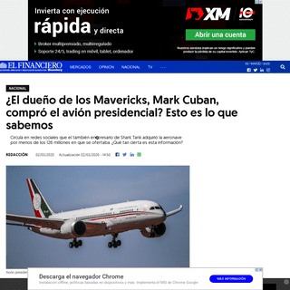 A complete backup of www.elfinanciero.com.mx/nacional/el-dueno-de-los-mavericks-mark-cuban-compro-el-avion-presidencial-esto-es-