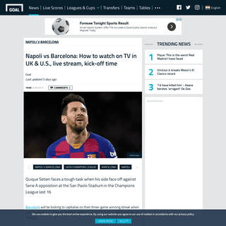 Napoli vs Barcelona- How to watch on TV in UK & U.S., live stream, kick-off time - Goal.com