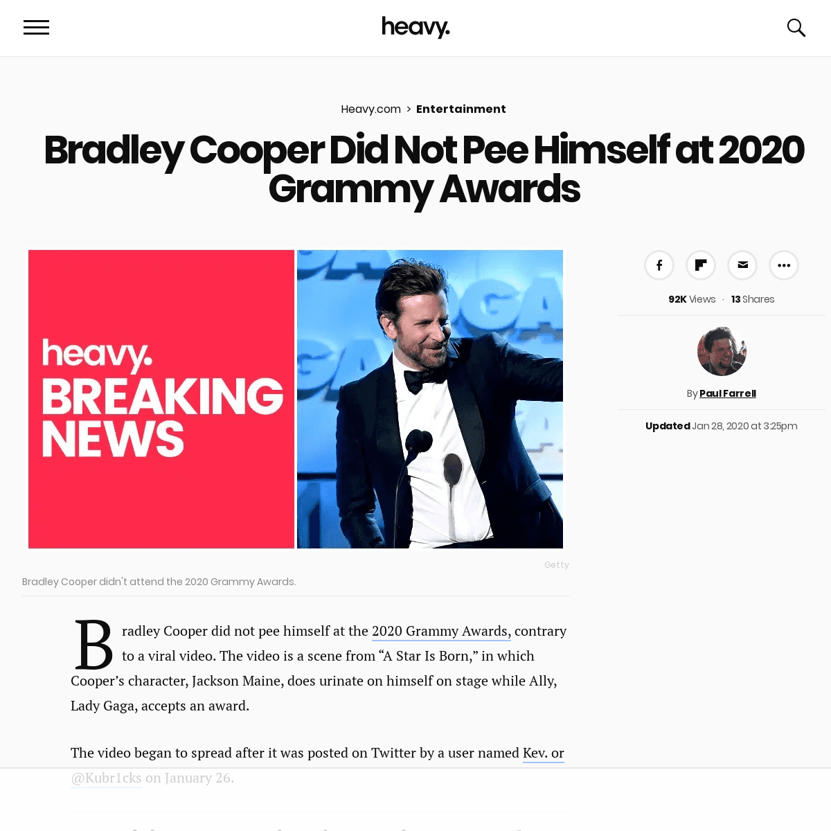 A complete backup of heavy.com/entertainment/2020/01/bradley-cooper-grammys-peed-himself/