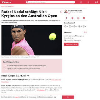 A complete backup of www.nau.ch/sport/tennis/rafael-nadal-gegen-nick-kyrgios-an-australian-open-live-im-ticker-65652357