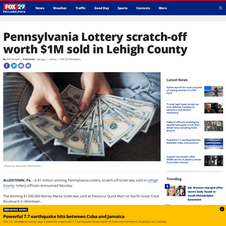 A complete backup of www.fox29.com/news/pennsylvania-lottery-scratch-off-worth-1m-sold-in-lehigh-county