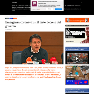 Emergenza coronavirus, il testo decreto del governo - www.controradio.it