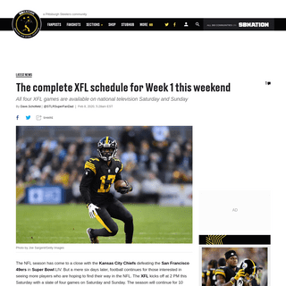 A complete backup of www.behindthesteelcurtain.com/2020/2/8/21128598/complete-xfl-schedule-for-week-1-this-weekend-landry-jones-