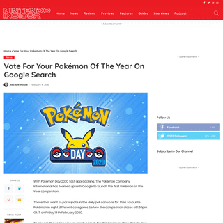 Vote For Your PokÃ©mon Of The Year On Google Search - Nintendo Insider