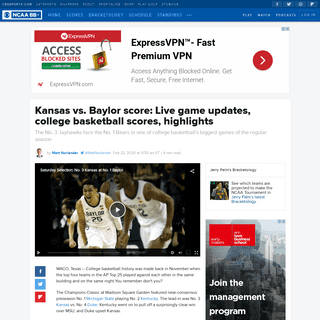 Kansas vs. Baylor score- Live game updates, college basketball scores, highlights - CBSSports.com