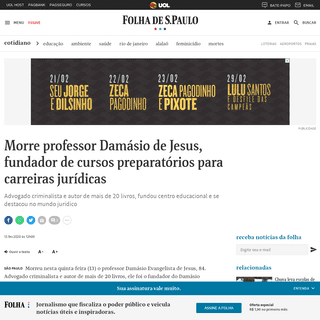 A complete backup of www1.folha.uol.com.br/cotidiano/2020/02/morre-professor-damasio-evangelista-de-jesus-84.shtml