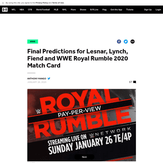 A complete backup of bleacherreport.com/articles/2872062-final-predictions-for-lesnar-lynch-fiend-and-wwe-royal-rumble-2020-matc