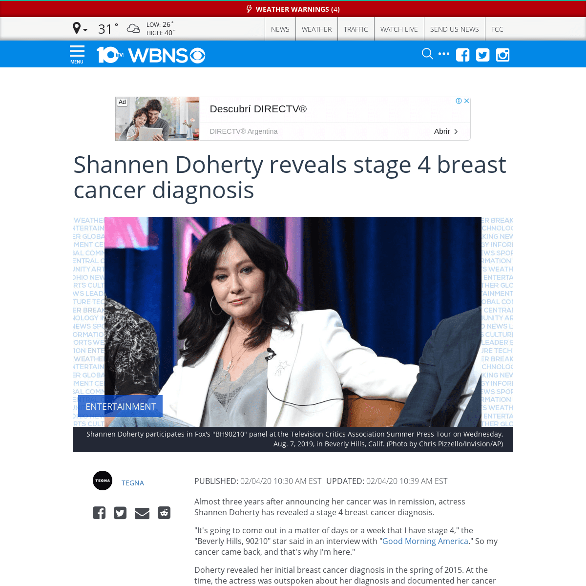 A complete backup of www.10tv.com/article/shannen-doherty-reveals-stage-4-breast-cancer-diagnosis-2020-feb