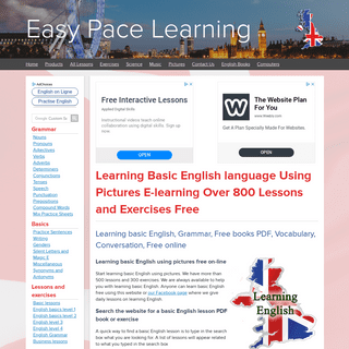 Learning basic English with lessons, exercise and books free on EasyPaceLearning