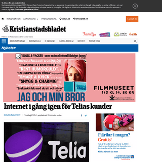 A complete backup of www.kristianstadsbladet.se/nyheter/tekniskt-fel-hos-telia-kunder-rapporterar-om-stora-problem/
