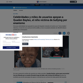 Celebridades y miles de usuarios apoyan a Quaden Bayles, el niÃ±o vÃ­ctima de bullying por enanismo - Noticias Univision Trendin