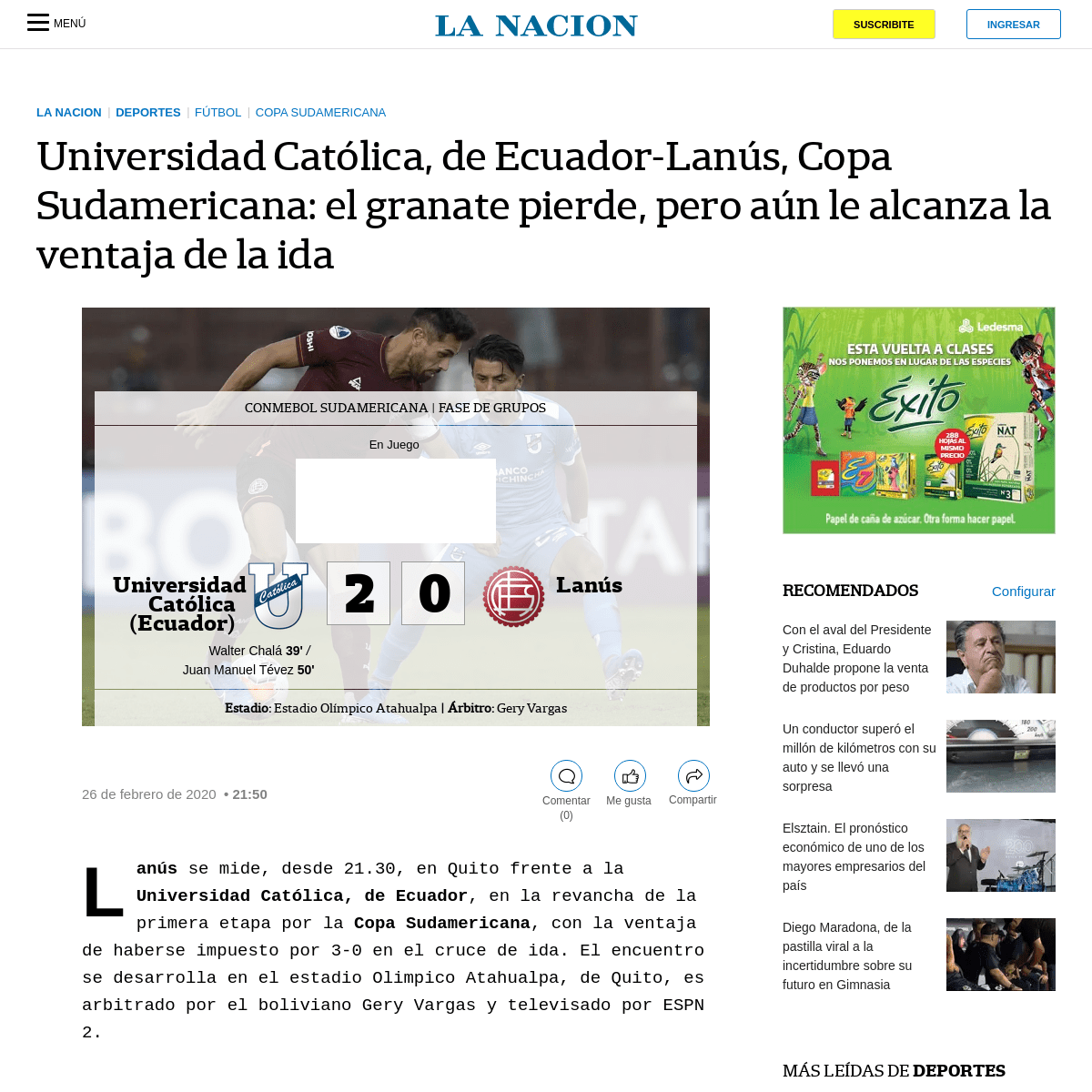 A complete backup of www.lanacion.com.ar/deportes/futbol/universidad-catolica-ecuador-lanus-copa-sudamericana-horario-tv-nid2337