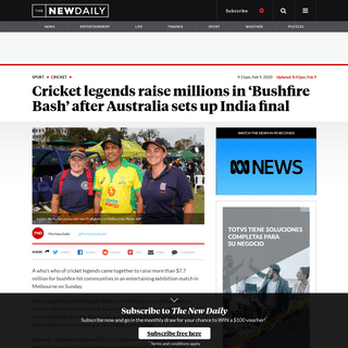 Cricket legends raise millions in â€˜Bushfire Bashâ€™Â after Australia sets up final