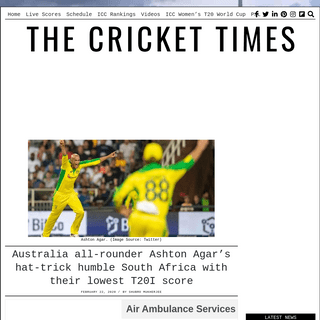 A complete backup of crickettimes.com/2020/02/australia-all-rounder-ashton-agars-hat-trick-humble-south-africa-with-their-lowest