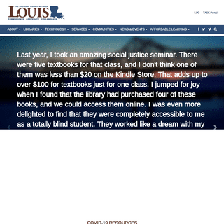 Home - LOUIS Libraries at LOUIS (The Louisiana Library Network)