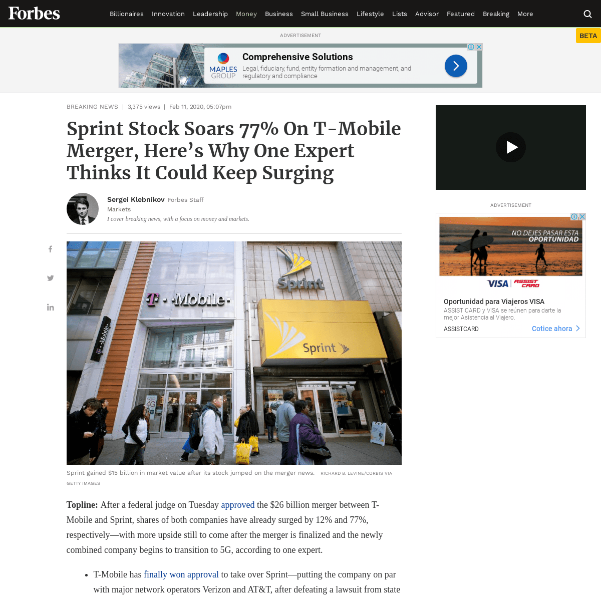 A complete backup of www.forbes.com/sites/sergeiklebnikov/2020/02/11/sprint-stock-soars-77-on-t-mobile-merger-heres-why-one-expe