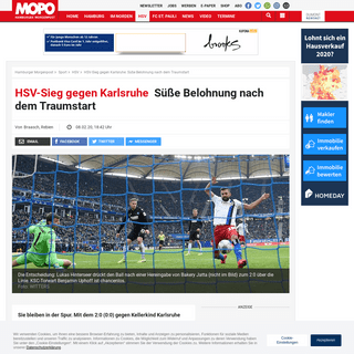 HSV-Sieg gegen Karlsruhe- SÃ¼ÃŸe Belohnung nach dem Traumstart - MOPO.de